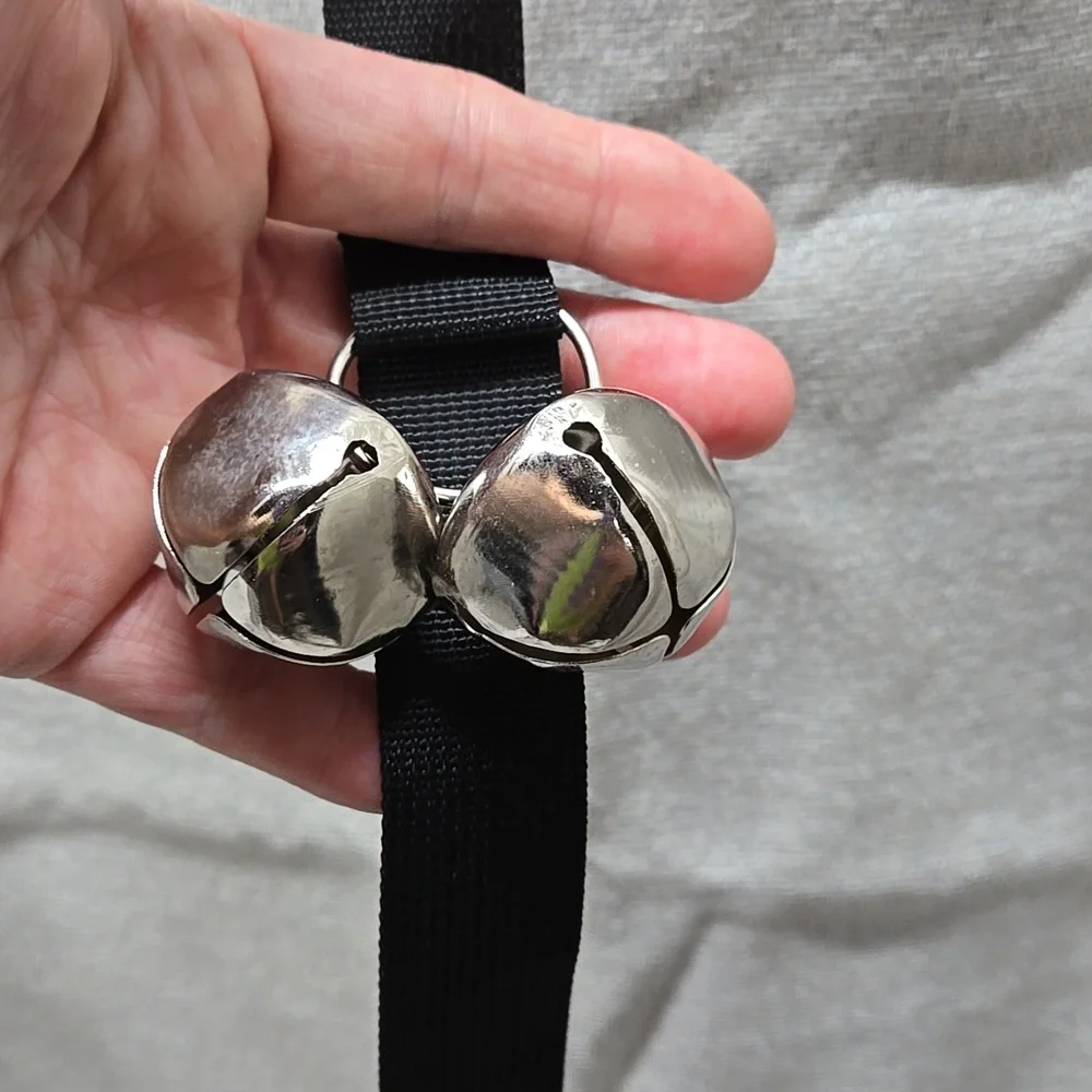 Dog Potty Bells, Set Of 2, Black Webbing, Adjustable Length, 7 Bells Each